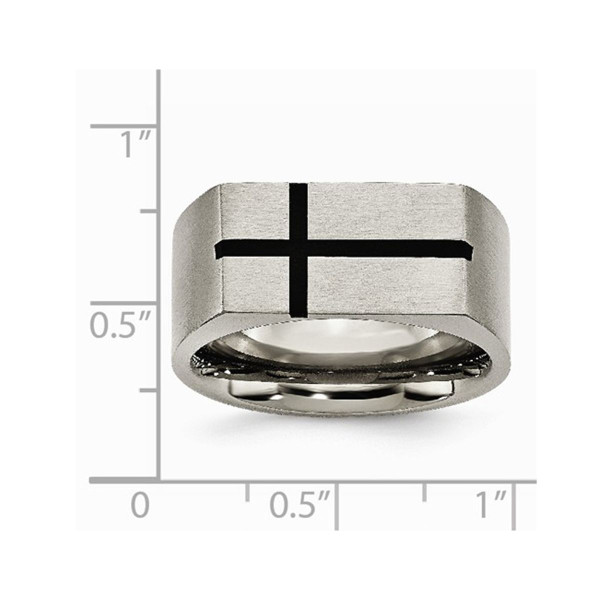 Men's Chisel Titanium 10mm Black Enamel Cross Brushed Wedding Band Ring product image