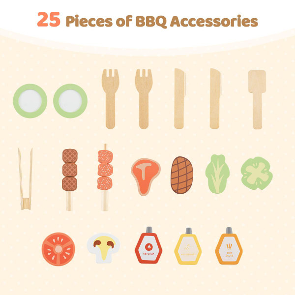 Wooden Barbecue Grill Playset with Play Food Grilling Tools & Accessories product image