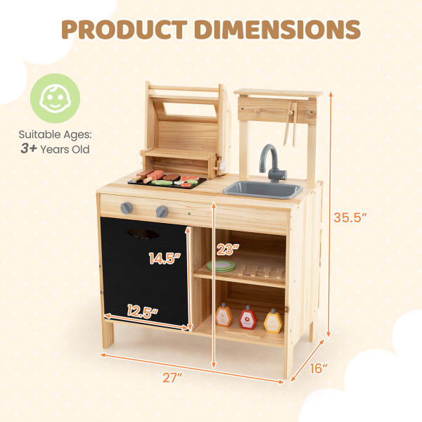 Wooden Barbecue Grill Playset with Play Food Grilling Tools & Accessories product image