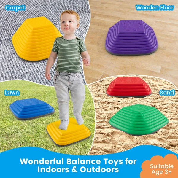 6-Piece Kids Stepping Stone Square Balance Blocks for Indoor/Outdoor product image