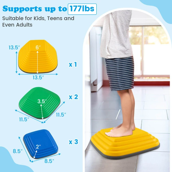 6-Piece Kids Stepping Stone Square Balance Blocks for Indoor/Outdoor product image