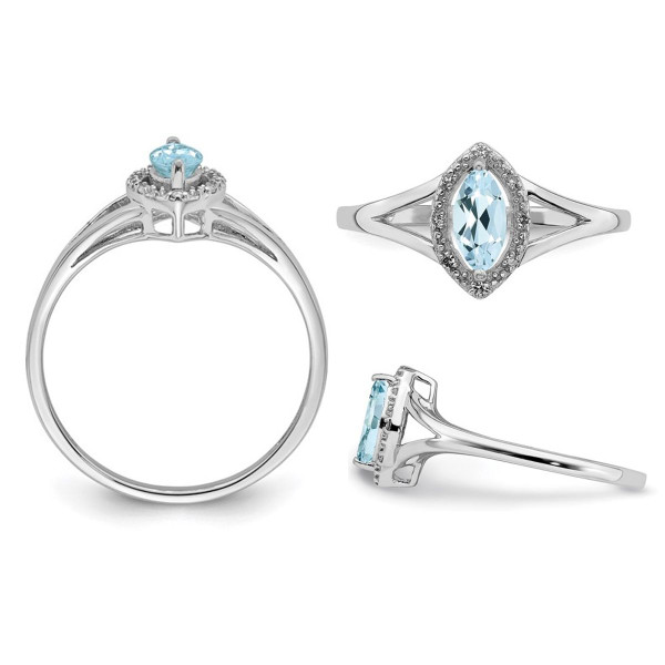 1/5 Carat (ctw) Marquise-Cut Aquamarine Ring in Sterling Silver product image