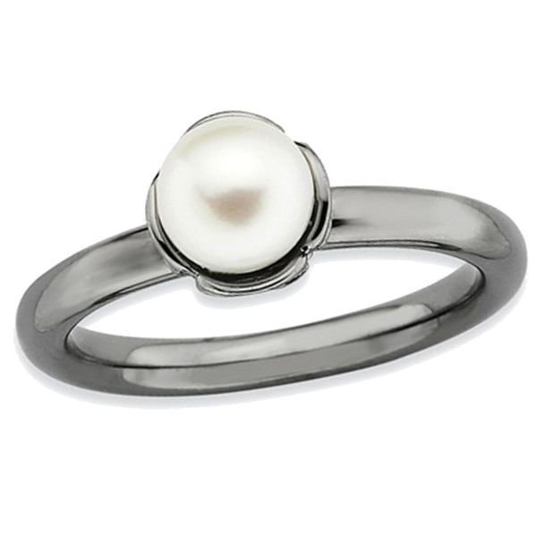 Freshwater Cultured Pearl Ring in Ruthenium Black Plated Sterling Silver product image