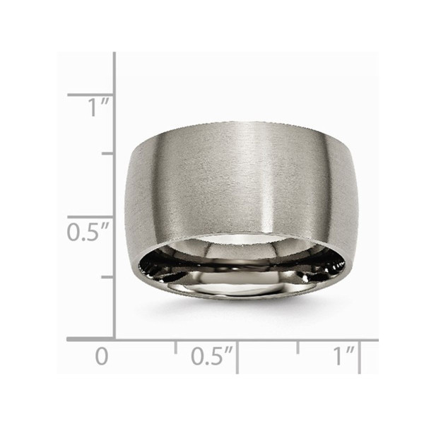 12mm  Men's Chisel  Titanium Brushed Wedding  Band Ring product image