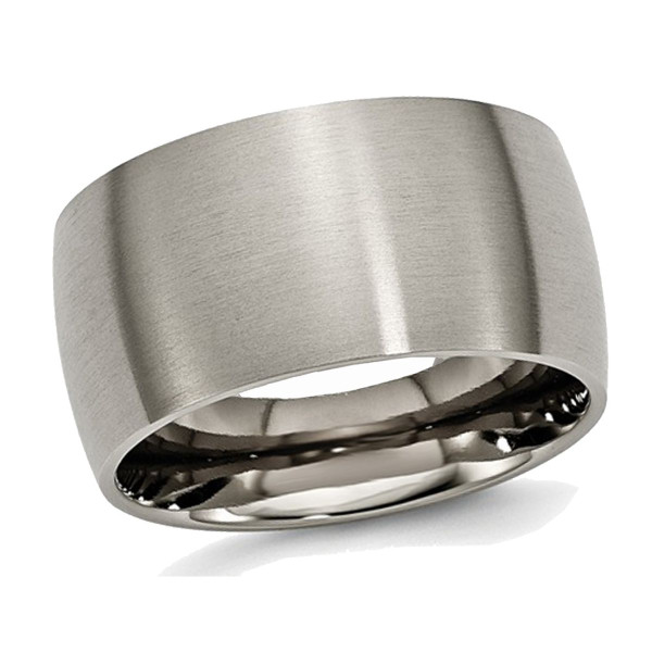 12mm  Men's Chisel  Titanium Brushed Wedding  Band Ring product image
