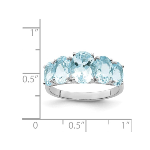 3.00 Carat (ctw) Light Aquamarine Five Stone Ring in Sterling Silver product image