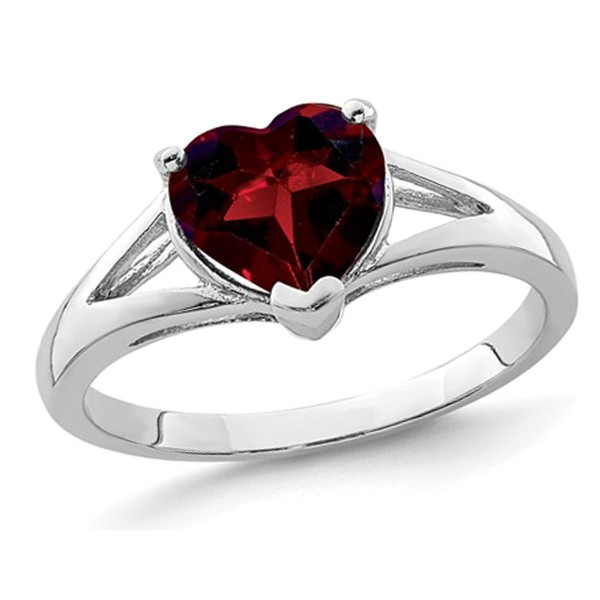 1.85 Carat (ctw) Garnet Heart Ring in Sterling Silver product image