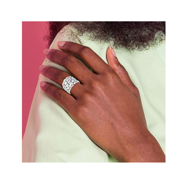 Satin Textured Nugget Ring in Sterling Silver with Rhodium Plating product image