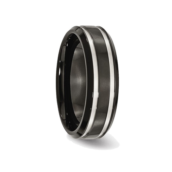 7mm Men's Chisel Comfort-Fit Black Titanium Wedding Band Ring product image