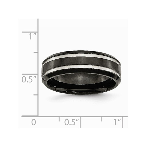 7mm Men's Chisel Comfort-Fit Black Titanium Wedding Band Ring product image