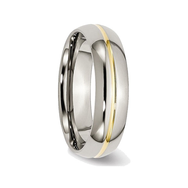 6mm Men's Chisel Titanium Yellow Plated Wedding Band Ring product image