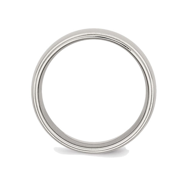 8mm Men's Chisel Stainless Steel Ridged Edge Polished Wedding Band Ring product image