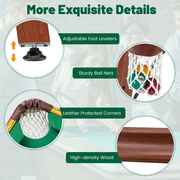 Folding Pool Table Set with Foldable Legs and Adjustable Foot Levelers product image