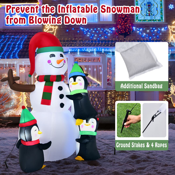 6ft Christmas Inflatable Snowman with Penguins product image