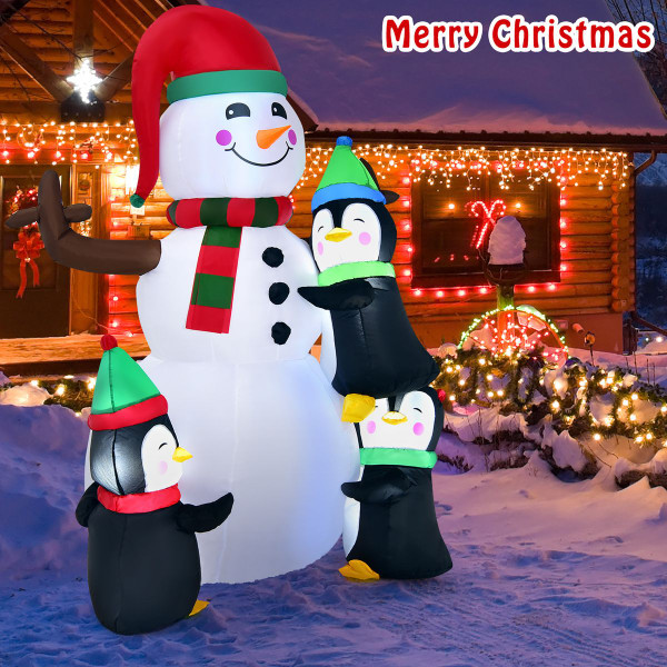 6ft Christmas Inflatable Snowman with Penguins product image