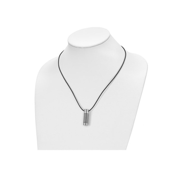 Men's Stainless Steel Pendant Necklace with Black Accent on Cord product image