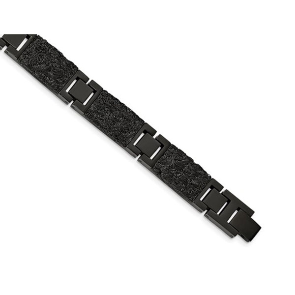 Men's Black Plated Stainless Steel Bracelet (8.50 Inches) product image