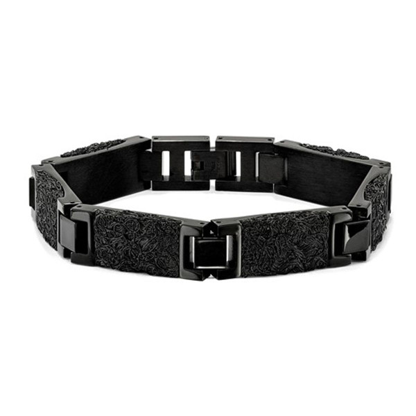 Men's Black Plated Stainless Steel Bracelet (8.50 Inches) product image