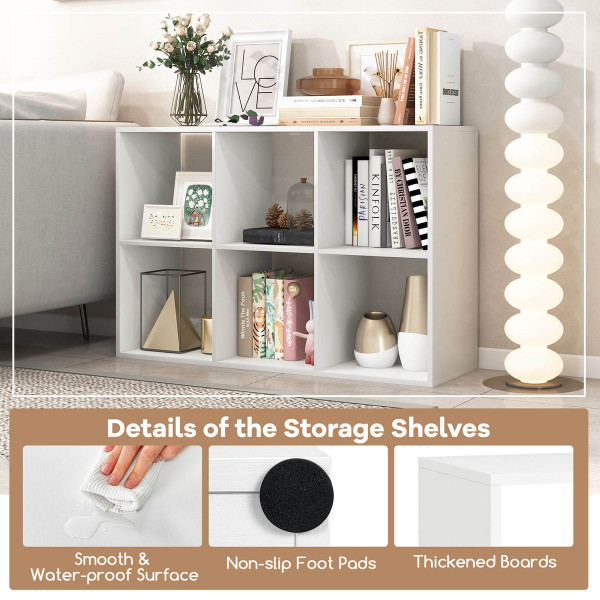 6-Cube Open Bookshelf with Anti-Tip Kits and Non-Slip Footpads product image