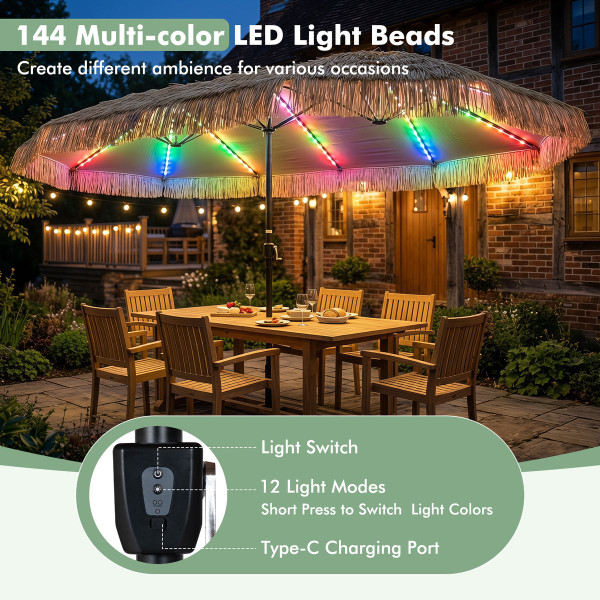 Double-Sided Thatched Tiki Patio Umbrella product image
