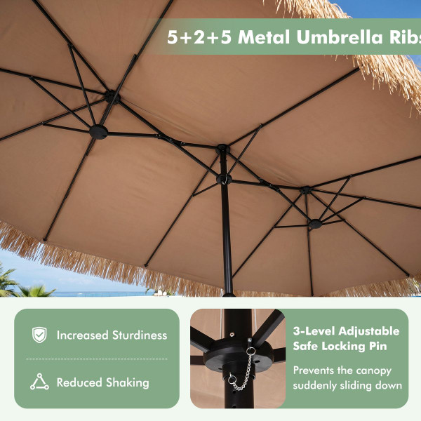 Double-Sided Thatched Tiki Patio Umbrella product image