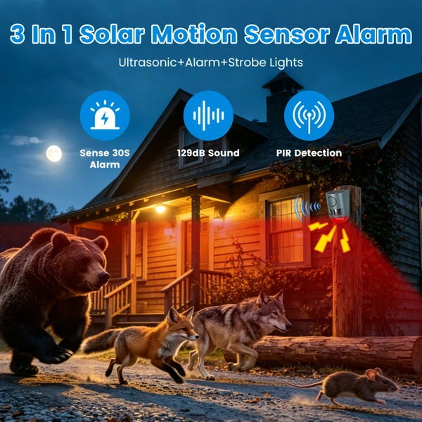 3-in-1 Ultrasonic Solar Animal Repeller (1- or 2-Pack) product image