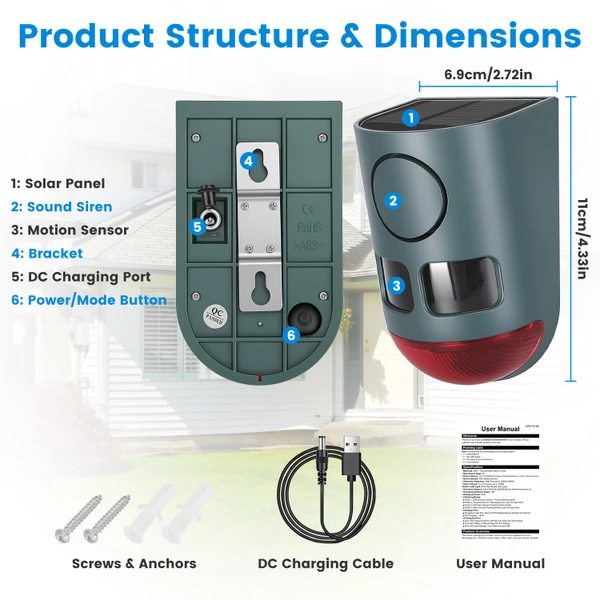 3-in-1 Ultrasonic Solar Animal Repeller (1- or 2-Pack) product image