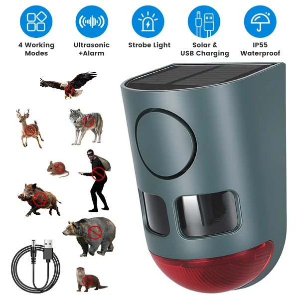 3-in-1 Ultrasonic Solar Animal Repeller (1- or 2-Pack) product image