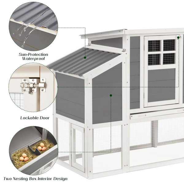98'' Large Chicken Coop with Run with Pull-Out Tray (for 6-8 Chickens) product image