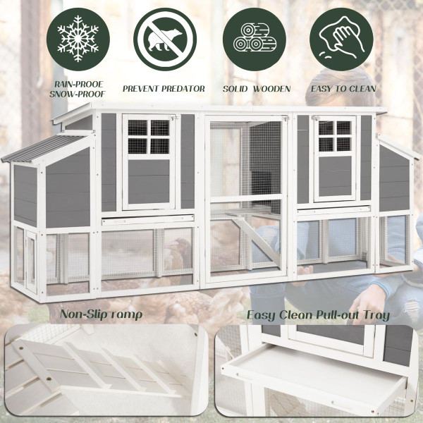 98'' Large Chicken Coop with Run with Pull-Out Tray (for 6-8 Chickens) product image
