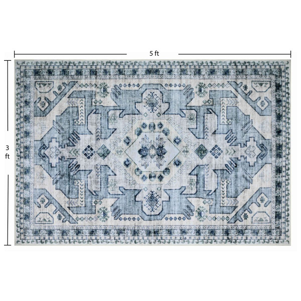 Bibb Home Washable Flannel Printed Area Rug with Latex Back product image