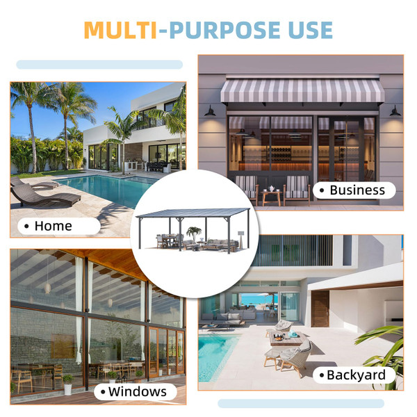 Large Wall-Mounted Hard Top Lean-to Gazebo Pergola product image