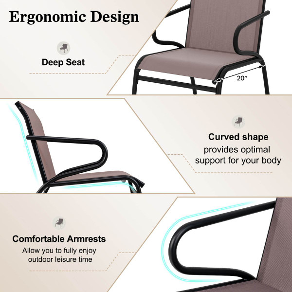 Patio Chairs with Breathable Fabric and Metal Frame (Set of 2, 4 or 6) product image