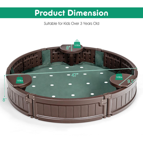 Wooden Sandbox with Built-in Edge Seats product image