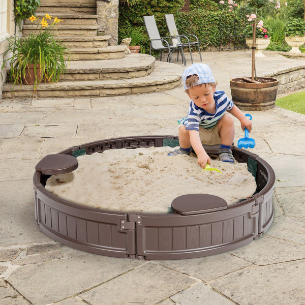 Wooden Sandbox with Built-in Edge Seats product image