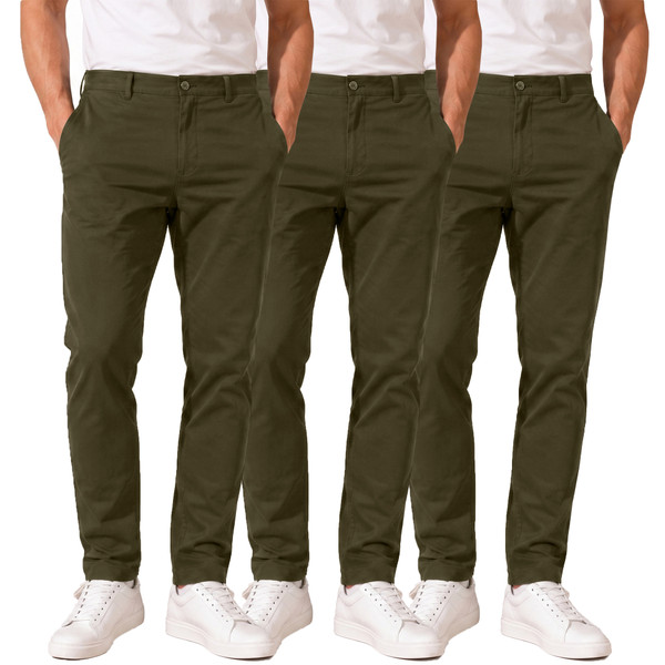 Men's Super Stretch Slim Fit Everyday Chino Pants (3-Pack) product image