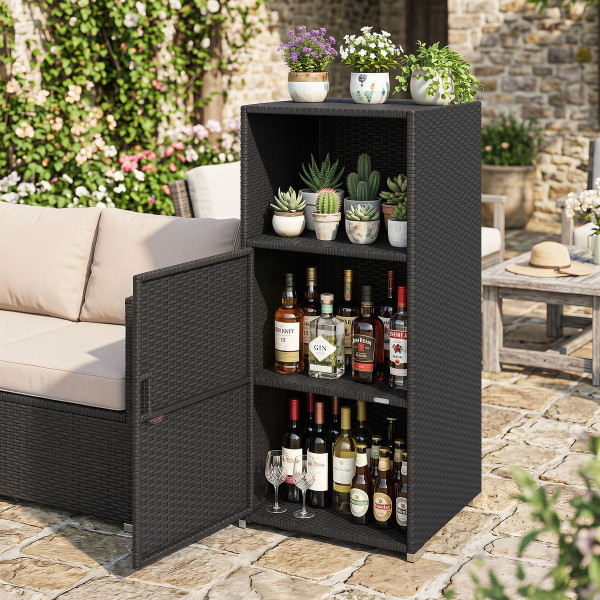 Outdoor PE Wicker Storage Cabinet product image