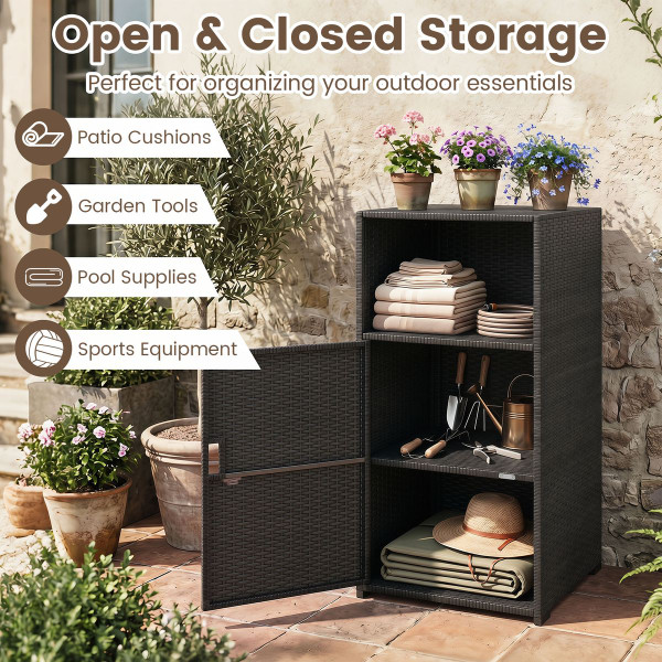 Outdoor PE Wicker Storage Cabinet product image