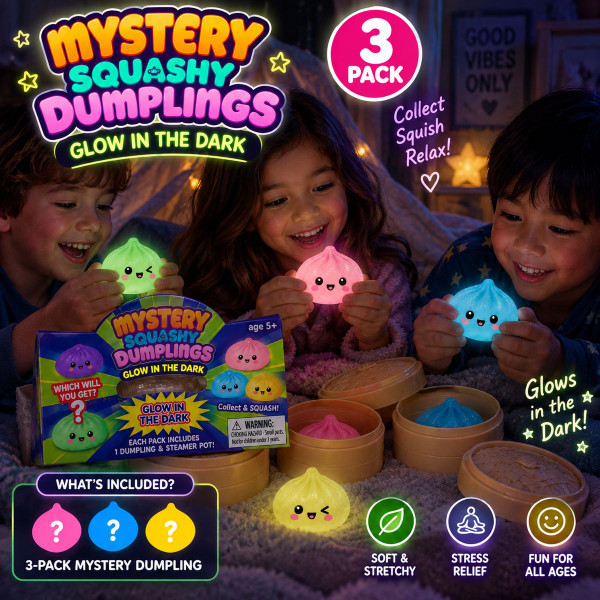 Mini Glow in the Dark Mystery Squishy Dumpling (3-Pack) product image