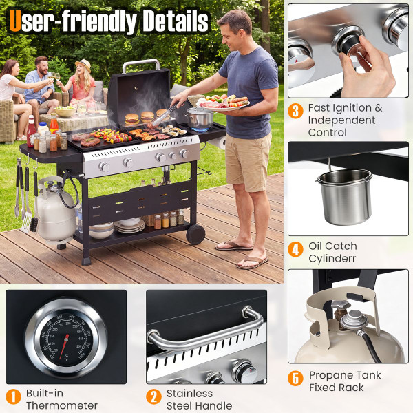 5-Burner Propane Gas Grill and Griddle Combo product image