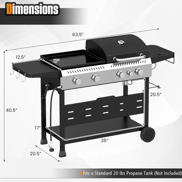 5-Burner Propane Gas Grill and Griddle Combo product image