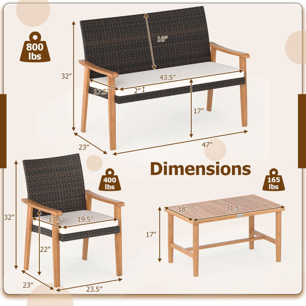 8-Piece Patio Furniture Set with Coffee Table product image