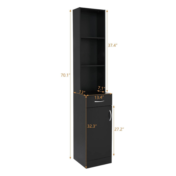 Barber Hair Stylist Storage Cabinet with 5 Compartments and Shelf product image