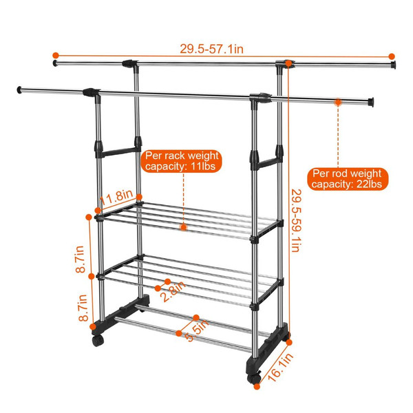NewHome™ Extendable Garment Hanging Rack product image