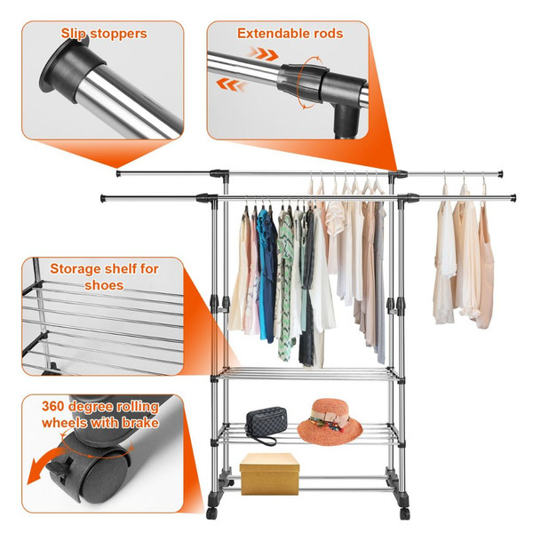 NewHome™ Extendable Garment Hanging Rack product image