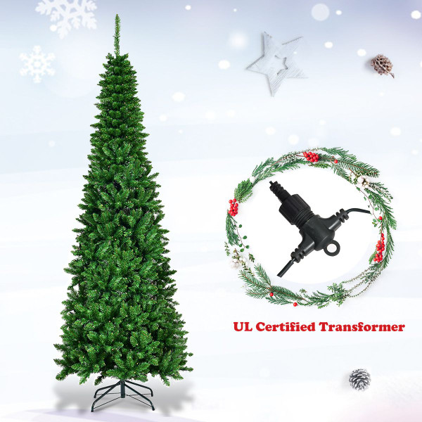 7.5 ft Pre-Lit Hinged Pencil Christmas Tree  product image