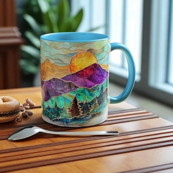 Watercolor Sunset Ceramic Coffee Cup product image
