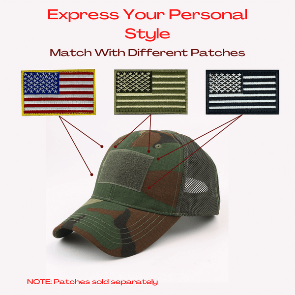 Military-Style Tactical Patch Hat with Adjustable Strap product image