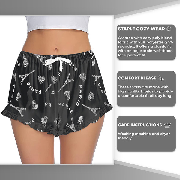 Women's Ruffled Hem Soft Printed Pajama Shorts Sleepwear (5-Pairs) product image