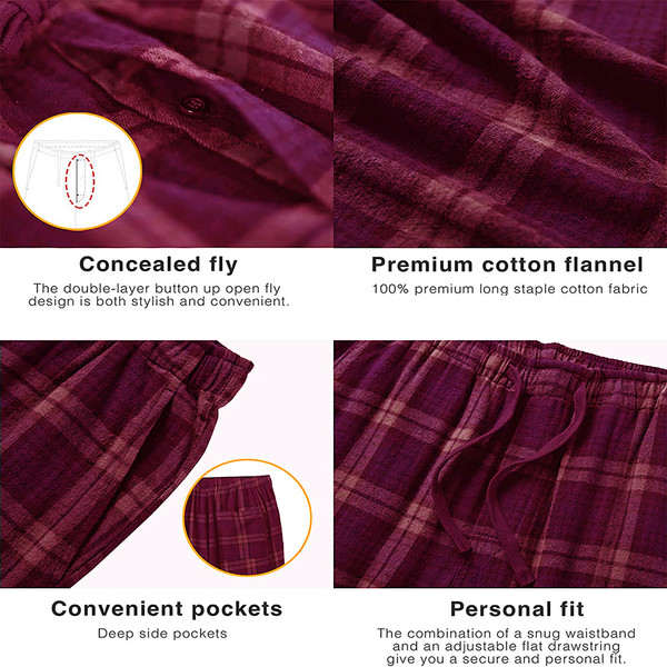 Men's Soft 100% Cotton Flannel Plaid Lounge Pajama Pants (1- or 3-Pairs) product image